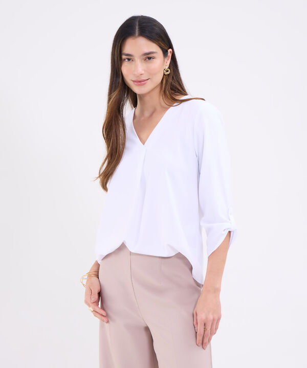 Blusa manga 3/4 unicolor para mujer image number null