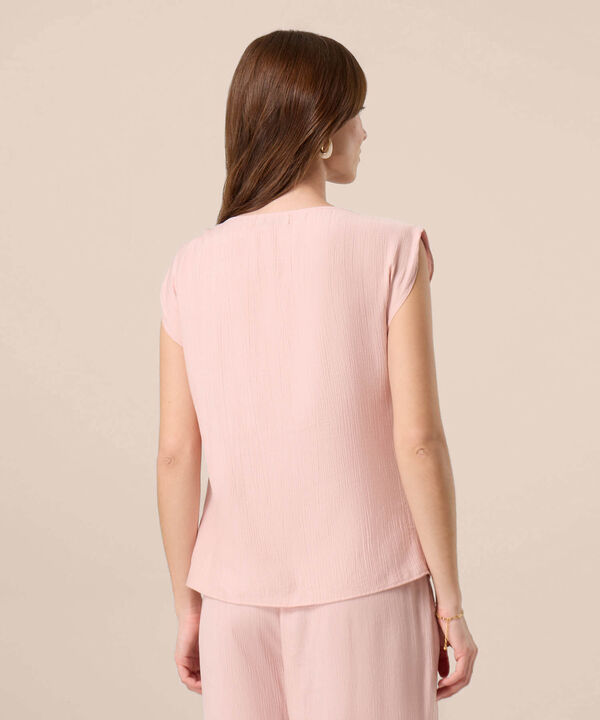 Blusa Con Cuello Redondo Y Hombreras Para Mujer