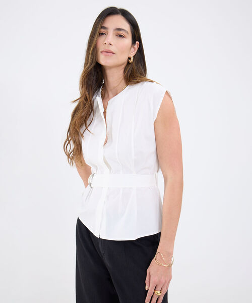 Blusa Con Alforzas Y Cinturon image number null