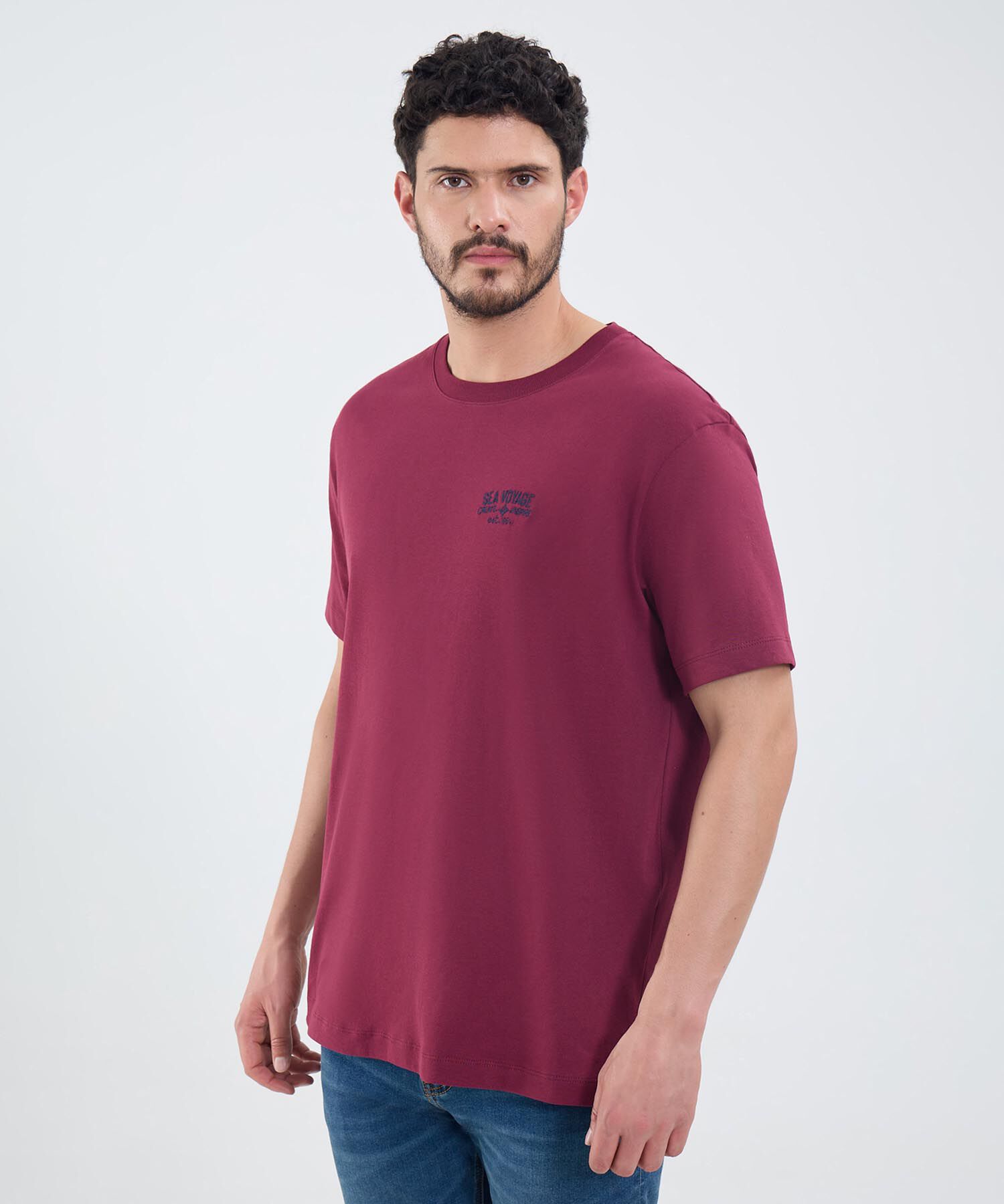 Camiseta Con Bordado Cuello Redondo