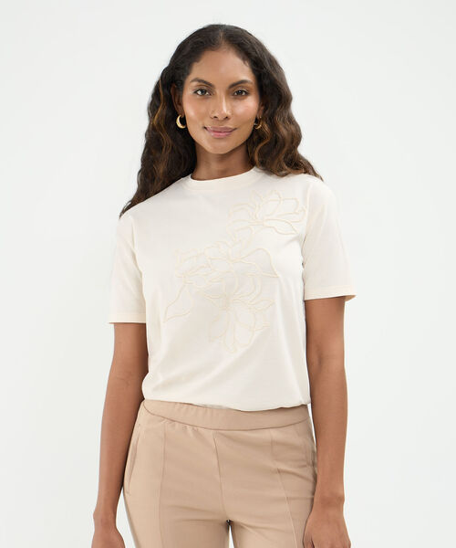 Camiseta Bordada Manga Corta Para Mujer image number null
