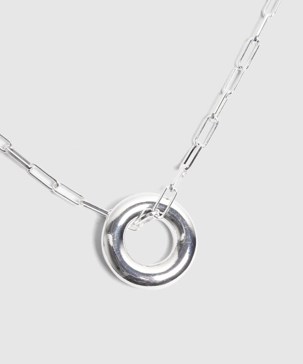 Set Plateado De Collar Y Aretes Con Aros 