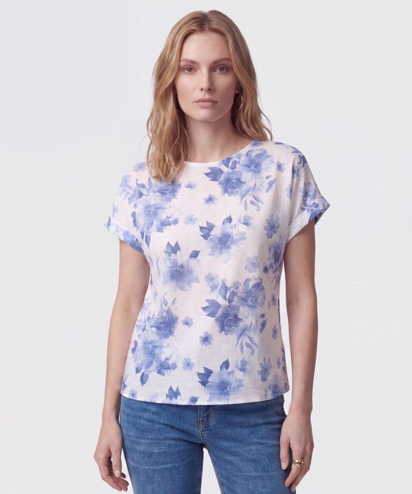 Blusa De Cuello Redondo Y Manga Corta Mujer image number null