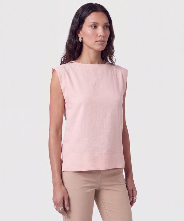 Blusa Cuello Plano Con Hombreras Para Mujer image number null