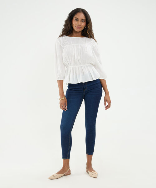 Blusa Texturizada Con Encauchado Para Mujer image number null