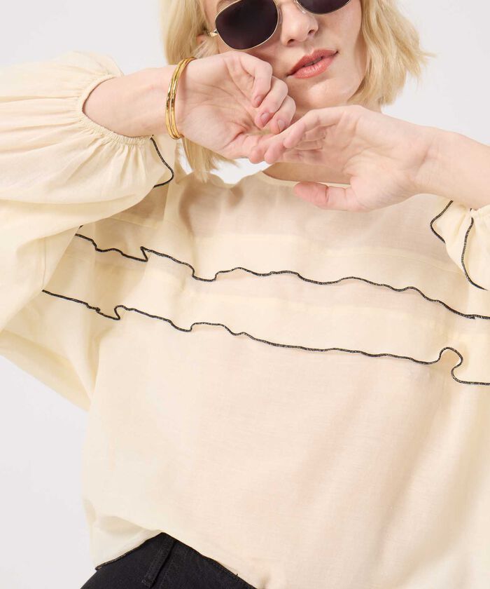 Blusa Unicolor Con Boleros En Frente