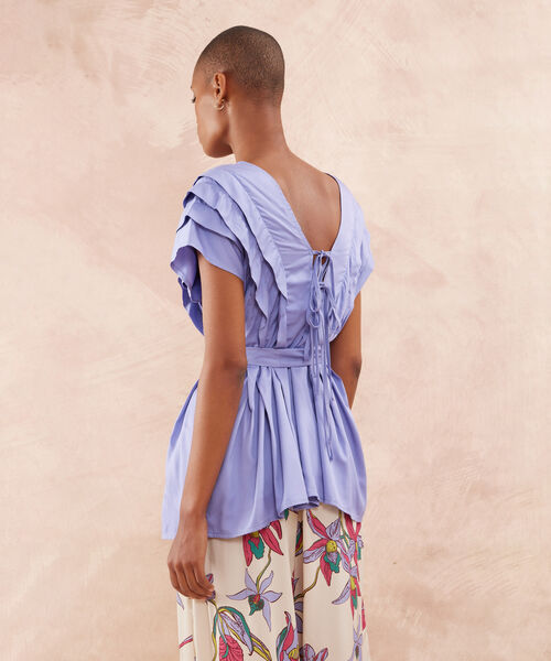 Blusa Manga Sisa Con Alforzas Y Cinturon