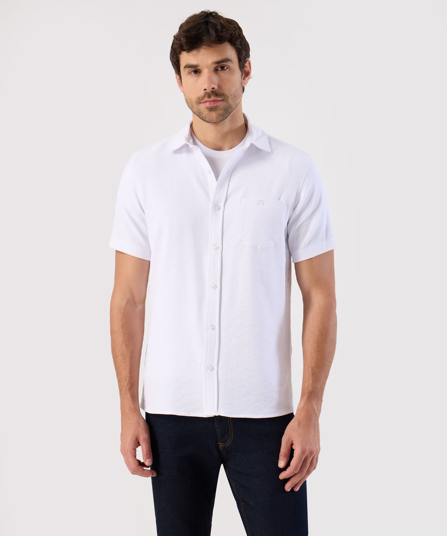 Camisa Casual De Textura Para Hombre