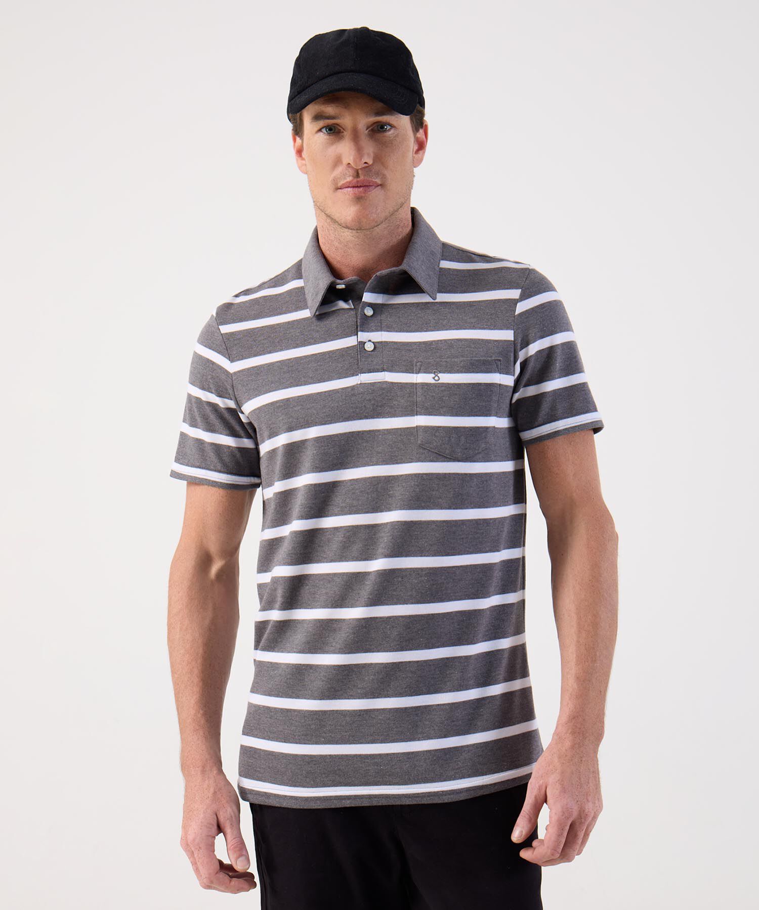 Polo a Rayas Cl&aacute;sico con Bolsillo Para Hombre