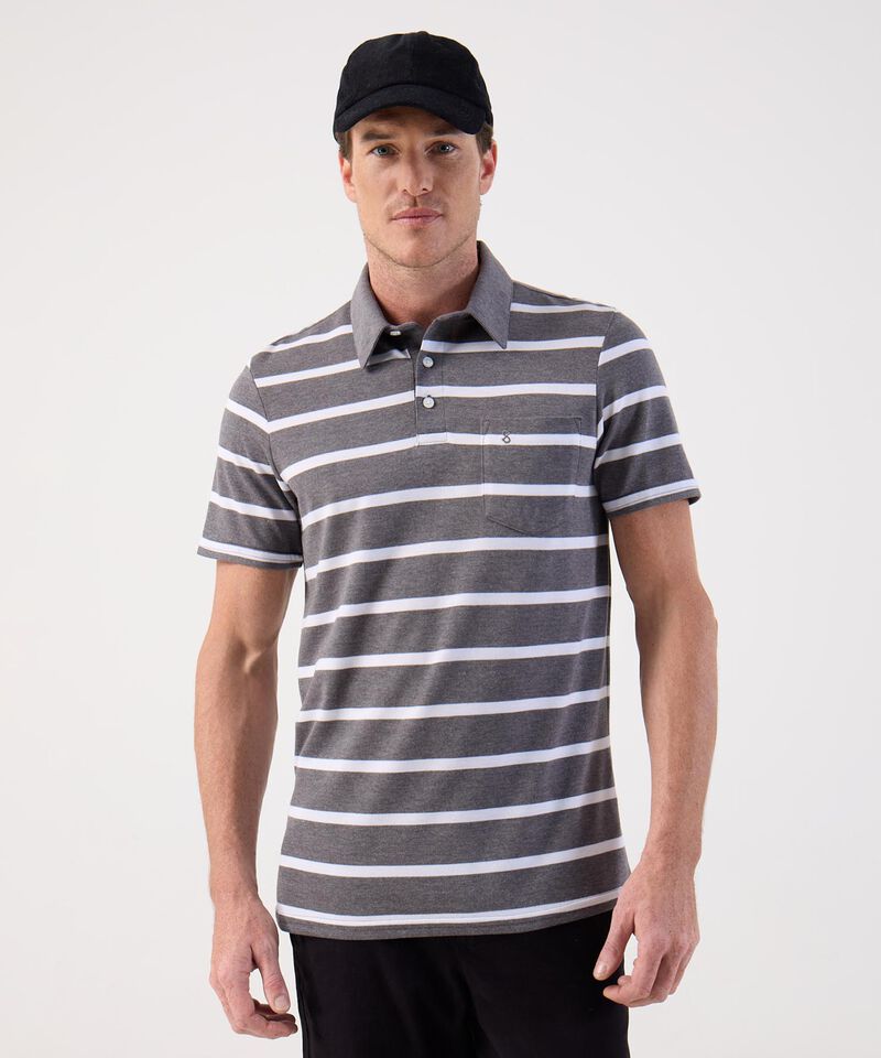 Polo a Rayas Cl&aacute;sico con Bolsillo Para Hombre