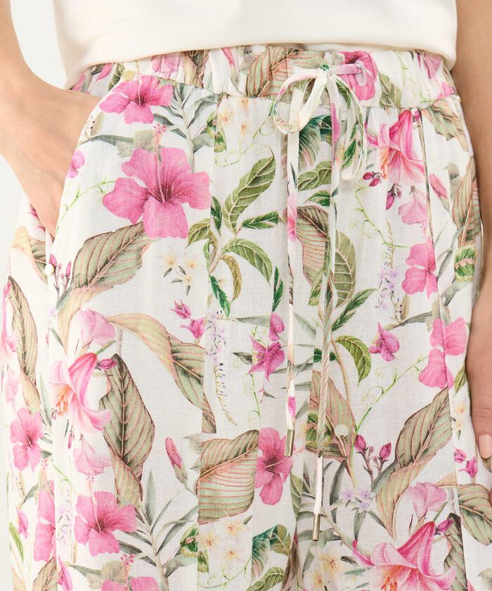 Pantalón Estampada en Efecto Lino