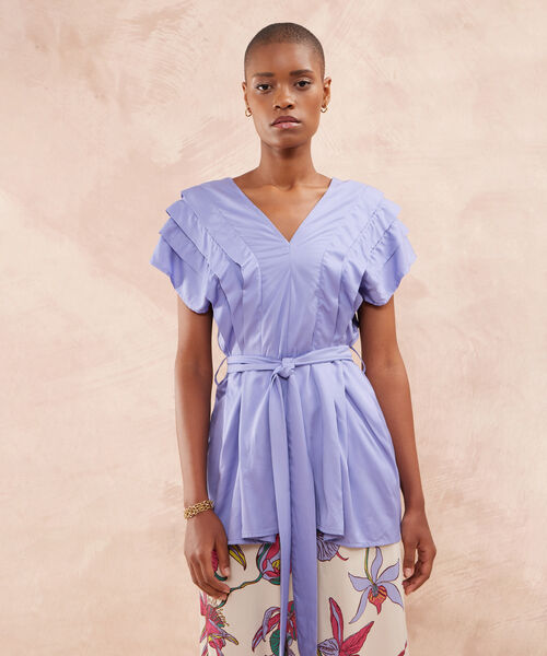 Blusa Manga Sisa Con Alforzas Y Cinturon image number null