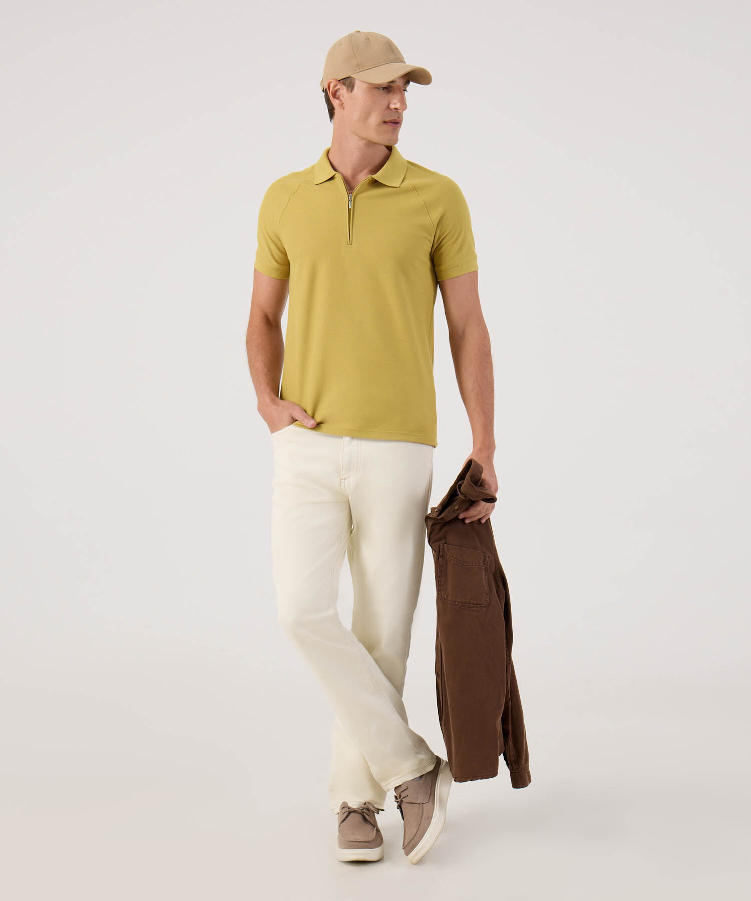 Polo Unicolor Con Cremallera