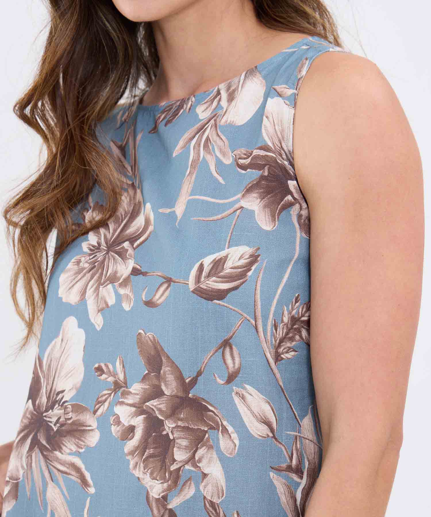 Vestido Con Estampado Floral Manga Sisa