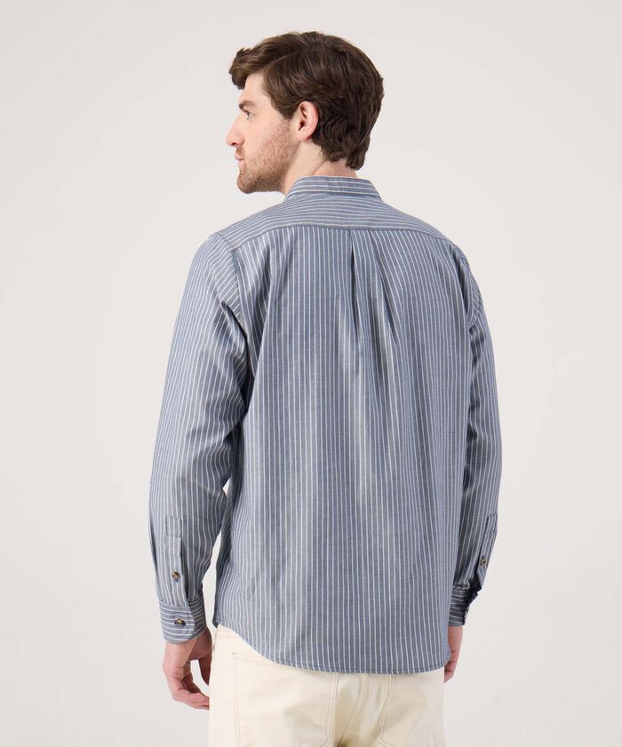 Camisa a rayas cuello mao 