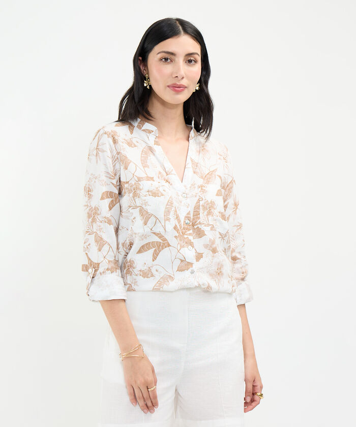 Blusa Estampada en Efecto Lino