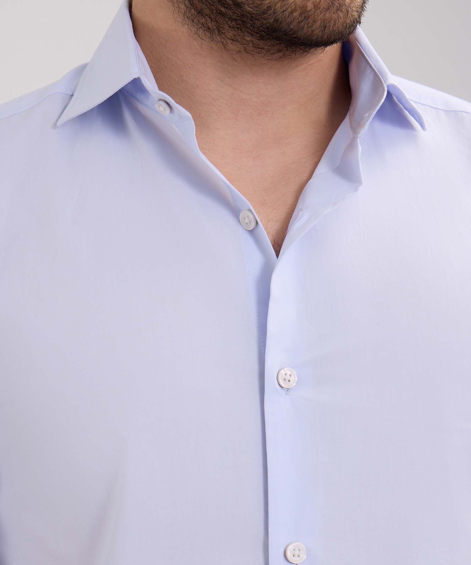 Camisa Manga Corta Unicolor Sin Bolsillo