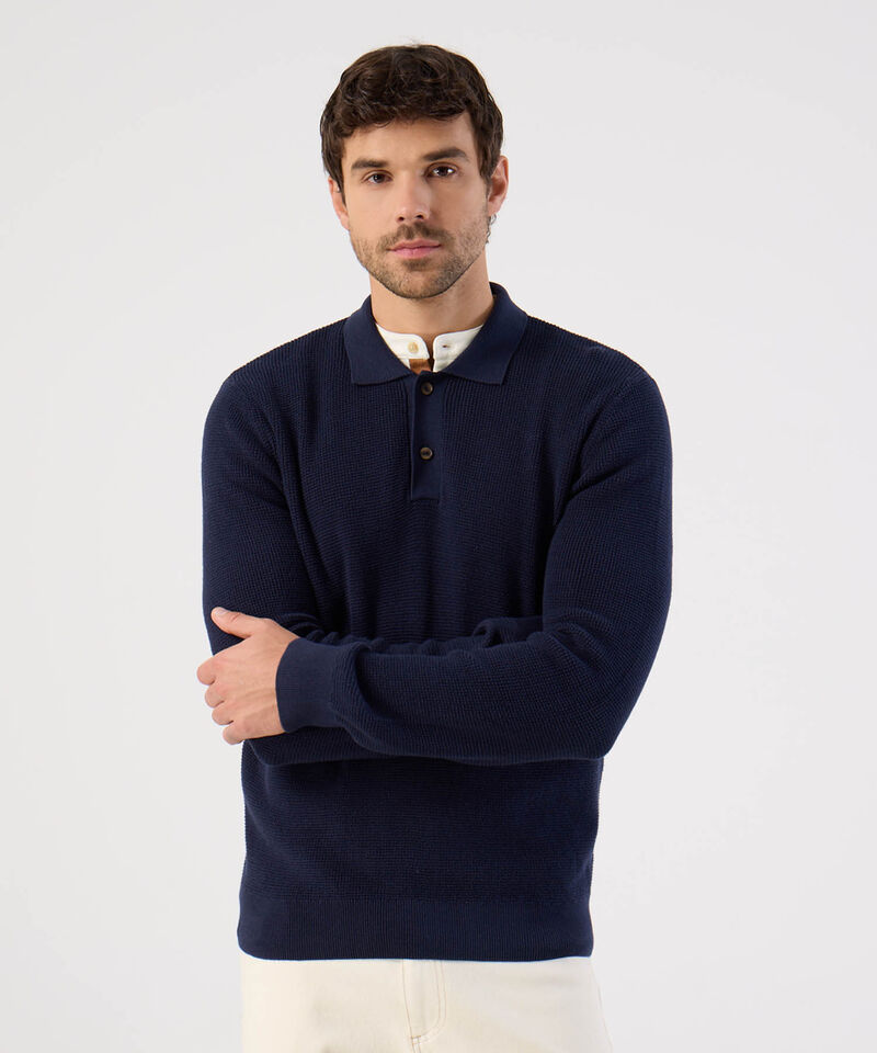 Buzo De Punto Con Cuello Polo Para Hombre