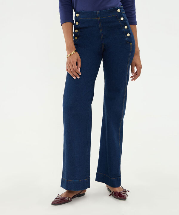 Jean Wide Leg De Abotonadura Lateral Para Mujer image number null