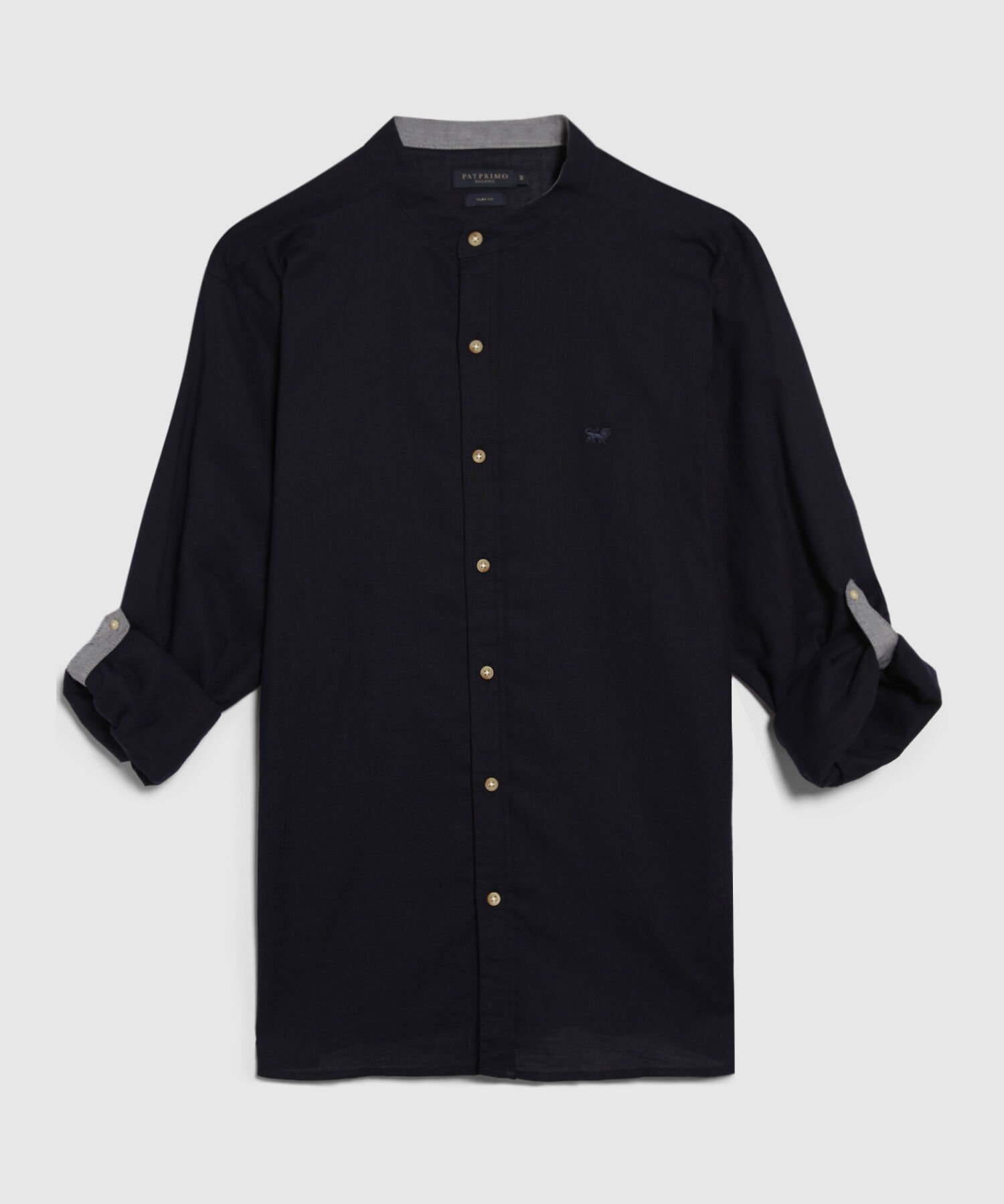 Camisa Manga Larga Cuello Mao Unicolor