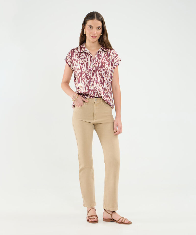 Blusa Manga Corta Corrida En Satin Para Mujer