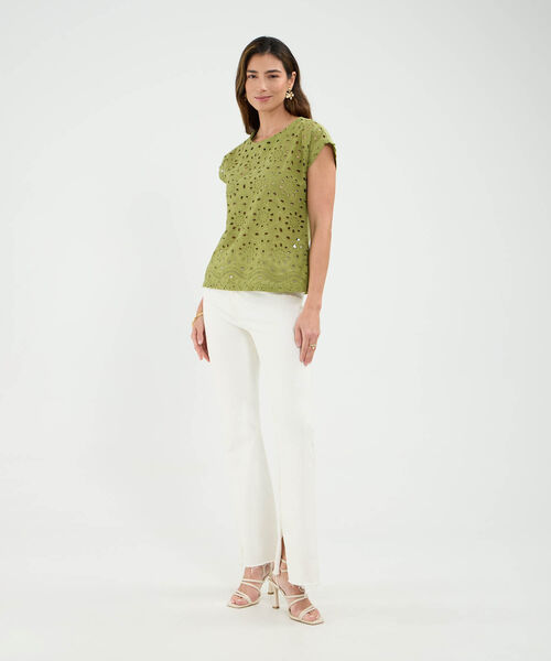 Blusa en Ojalillo Escote Redondo image number null