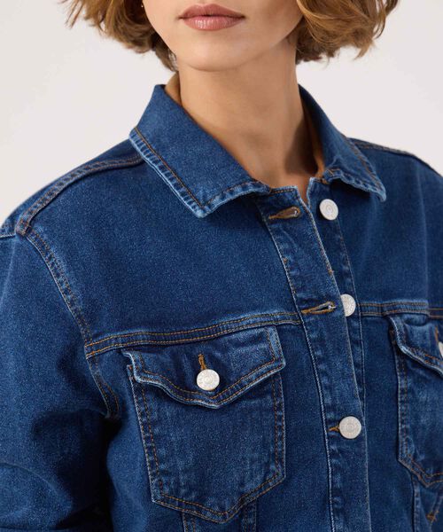 Chaqueta trucker en tono azul oscuro  image number null