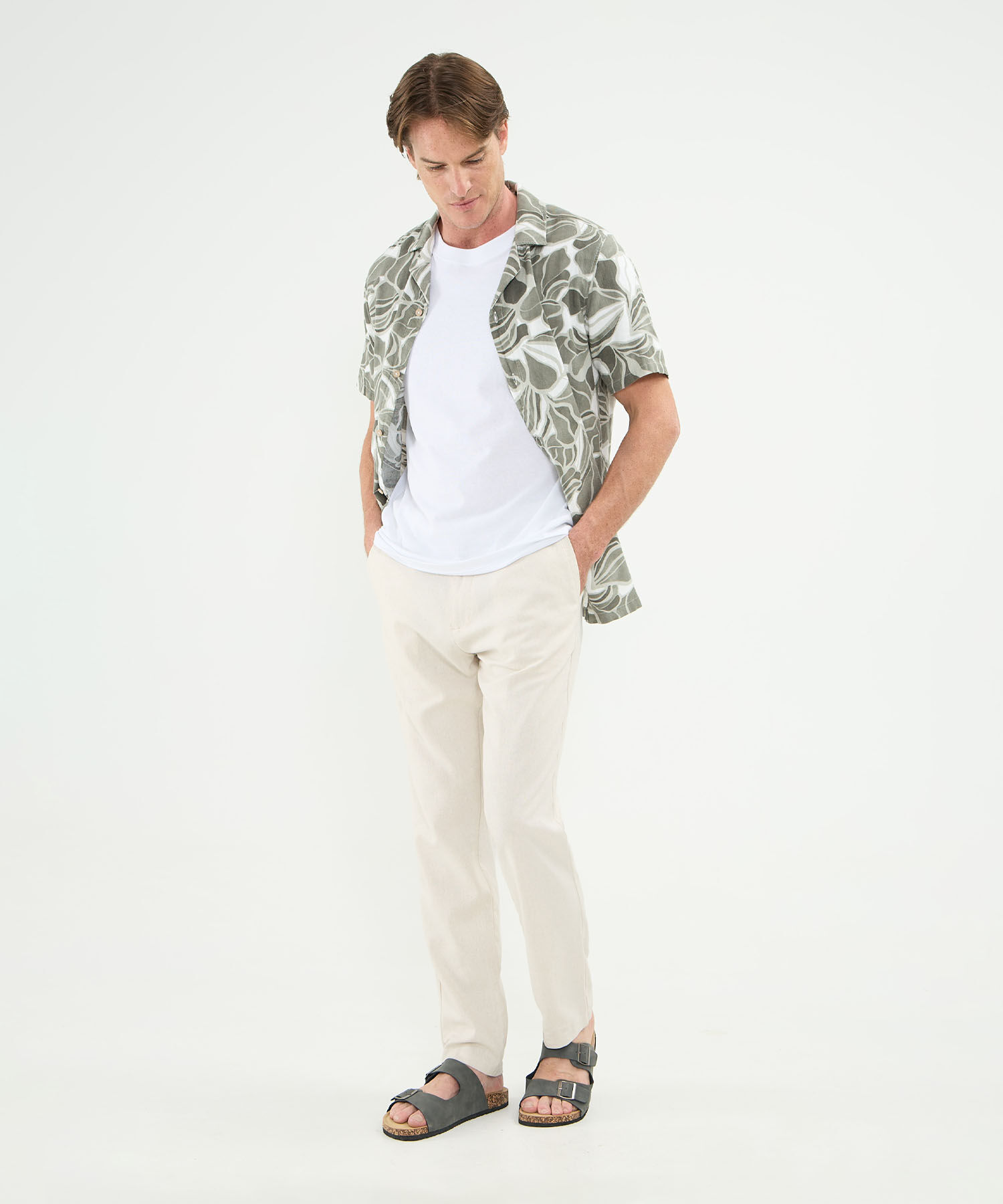 Camisa Manga Corta Estampada Cuello Resort