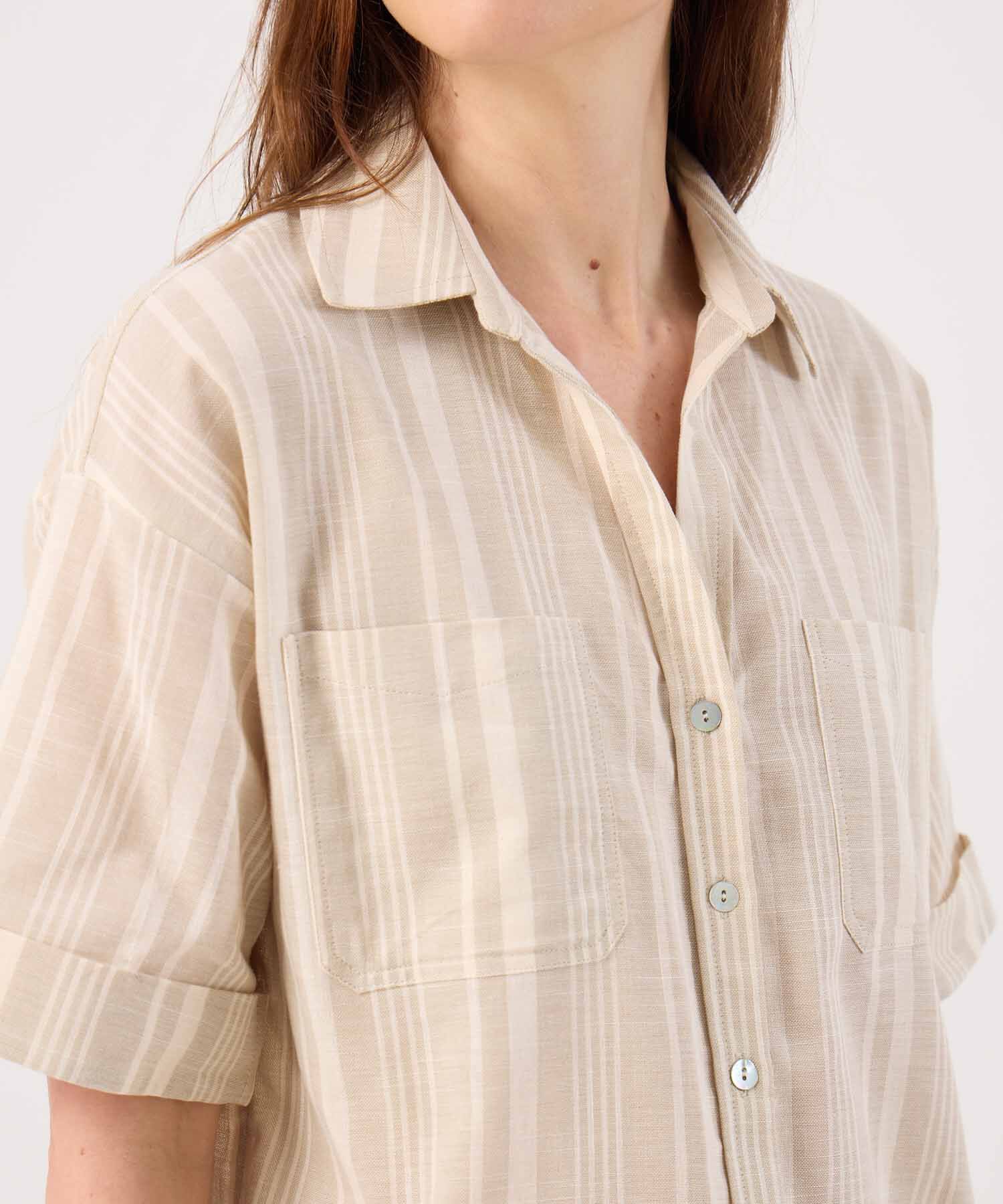 Camisa Manga Corta A Rayas