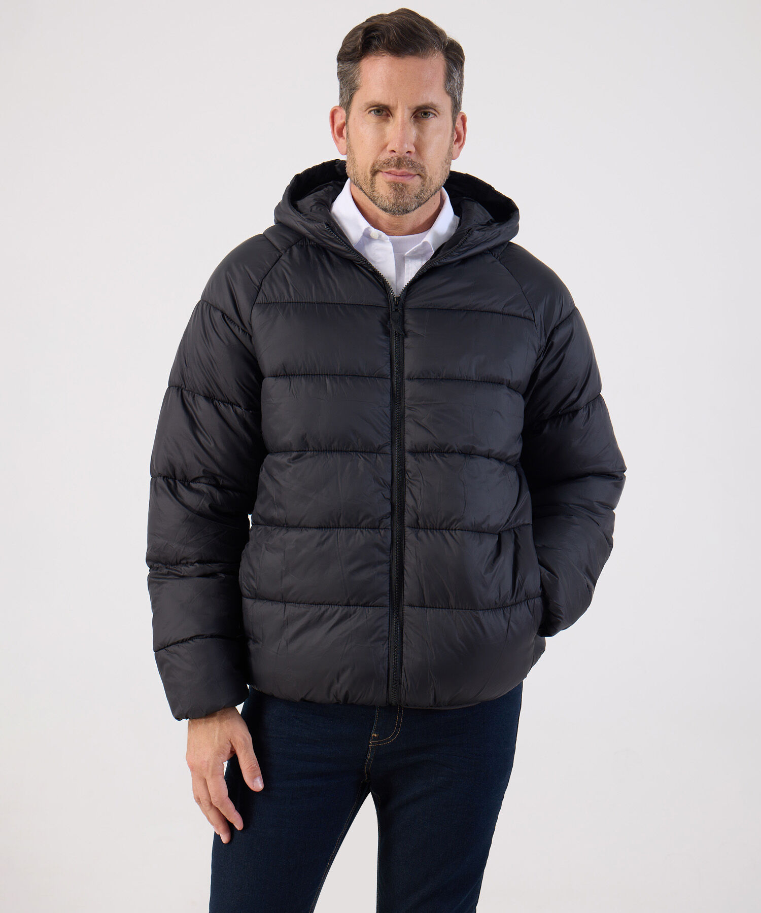 Chaqueta Acolchada Con Capota Para Hombre