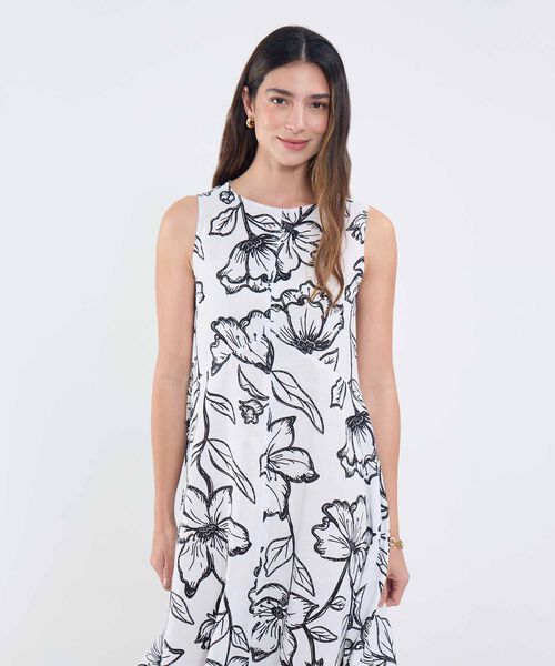 Vestido Escote Redondo Estampado image number null