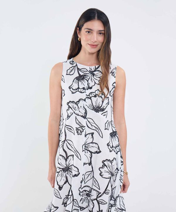 Vestido Escote Redondo Estampado