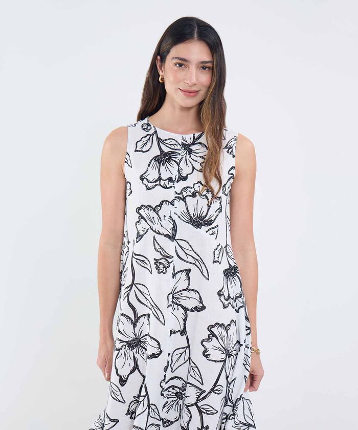 Vestido Escote Redondo Estampado