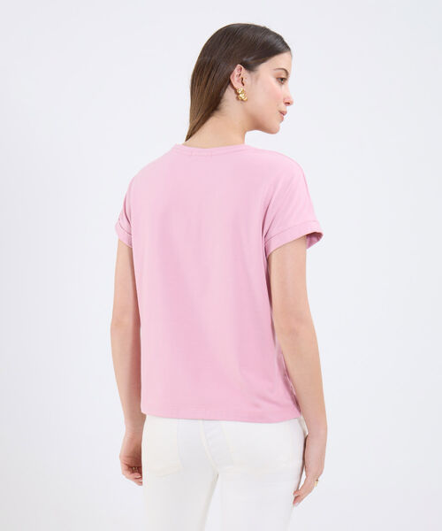 Camiseta Manga Corta Con Bordado