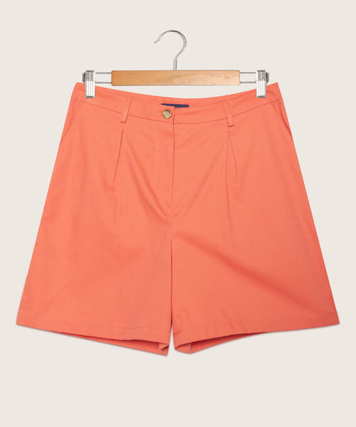 Bermuda Unicolor Con Prenses Y Bolsillos Laterales