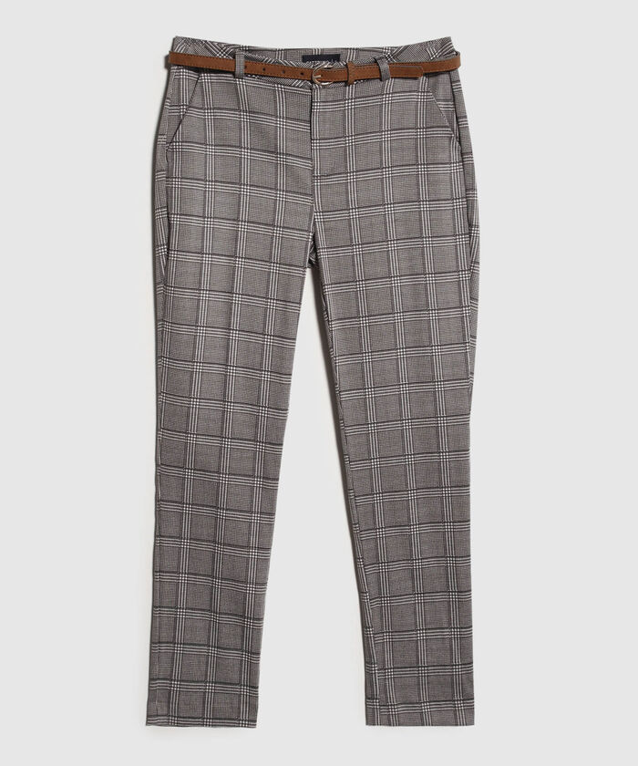 Pantalon Chino Estampado Con Cinturon