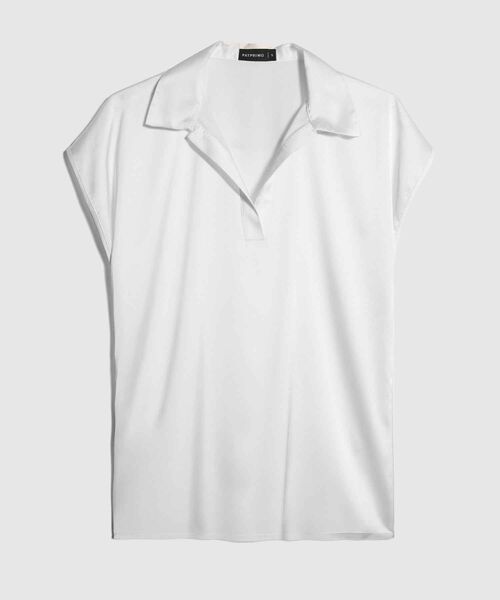 Blusa A Manga Corta Corrida Unicolor En Satin