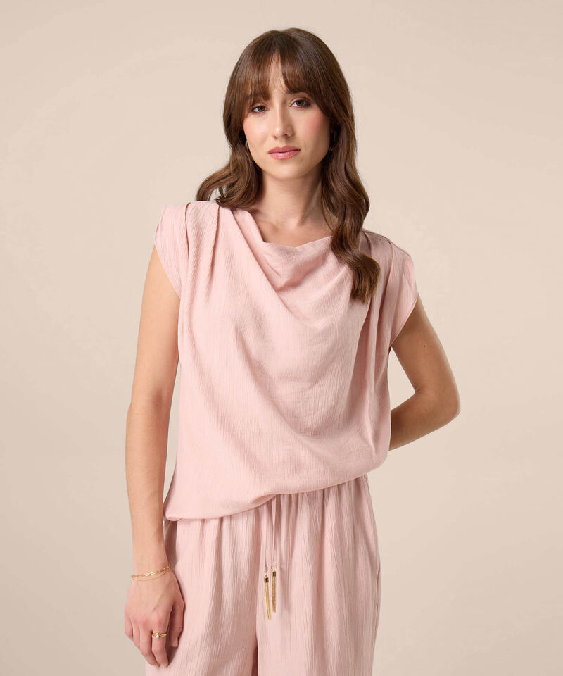 Blusa Con Cuello Redondo Y Hombreras Para Mujer