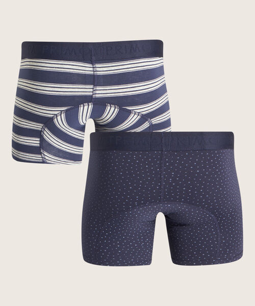 Boxer Pack X2, Medio Elástico Expuesto, Estampado Mini - Preteñido Rayas