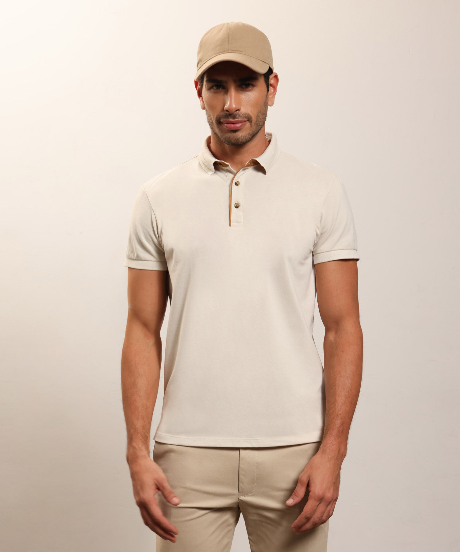 Polo De Botones Contraste Para Hombre