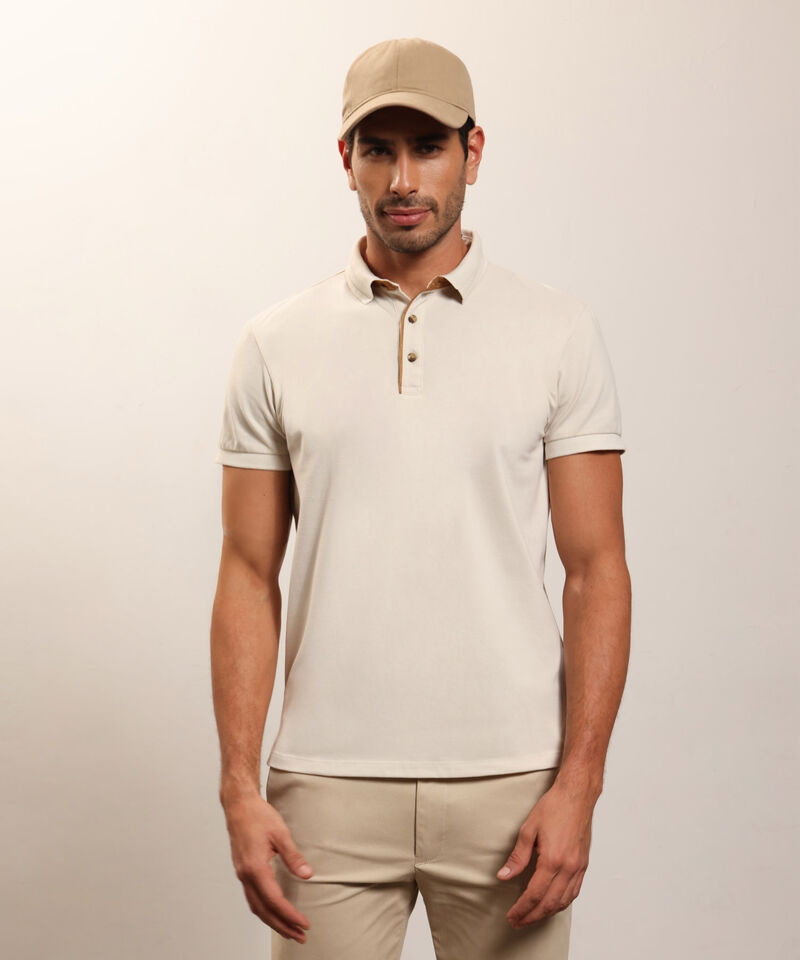 Polo De Botones Contraste Para Hombre