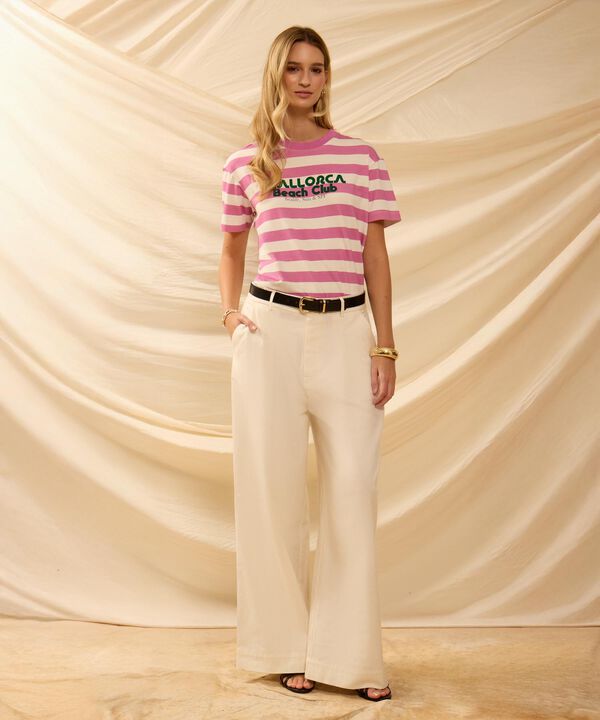 Pantal&oacute;n Wide Leg Con Pinzas Para Mujer