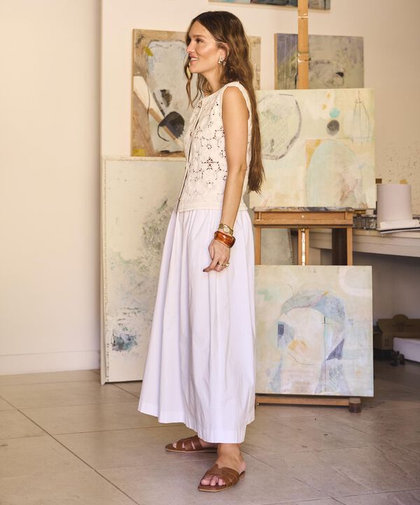 Falda Midi Amplia Con Bolsillos