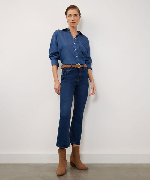 Jean Cropped Flare Tono Azul Oscuro image number null