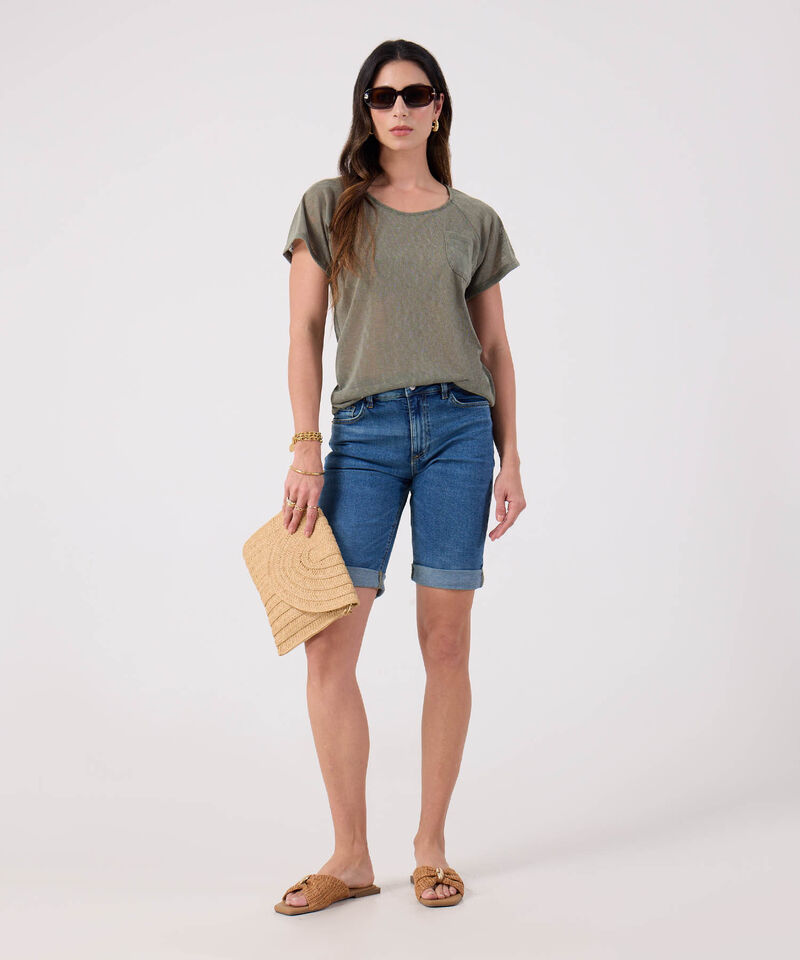 Camiseta Unicolor Con Bolsillo 