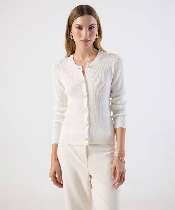 C&aacute;rdigan Mujer Tejido Acanalado Botones Joya image number null