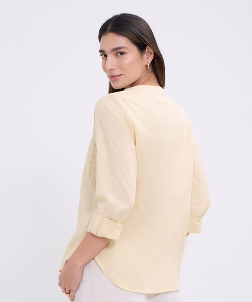 Blusa manga larga unicolor para mujer