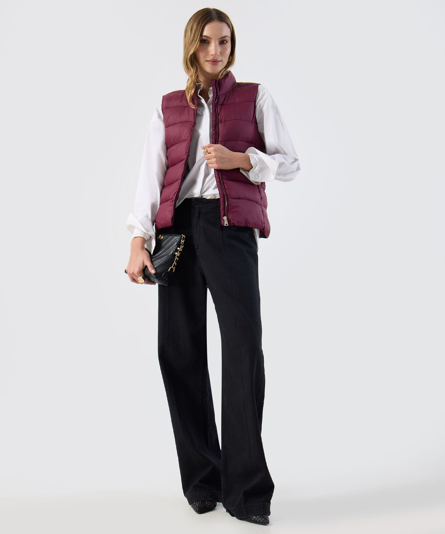 Chaleco Mujer Acolchado Cuello Alto Cremallera
