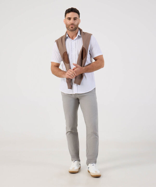 Camisa Casual De Manga Corta A Rayas Para Hombre