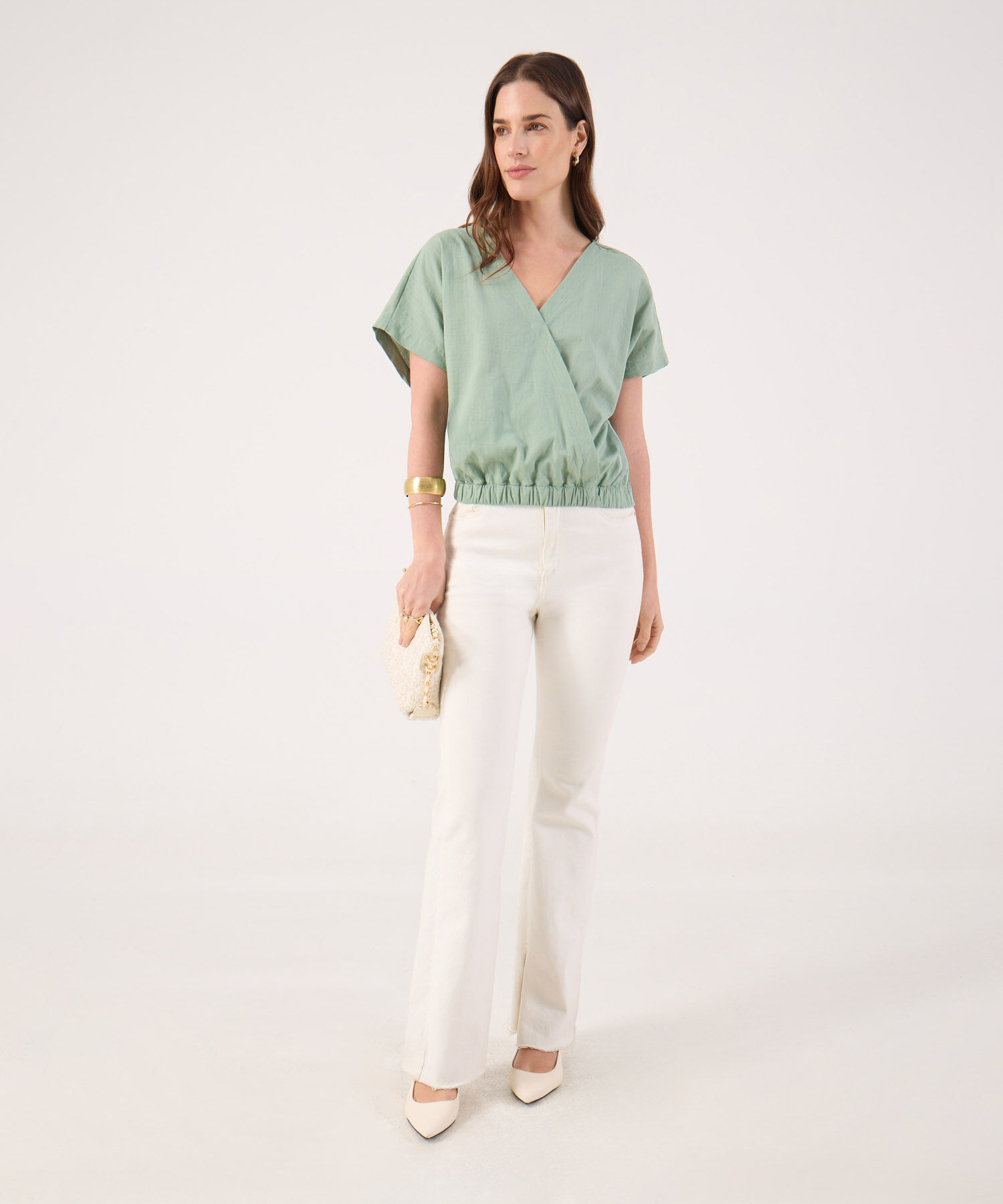 Blusa Unicolor Manga Corta 